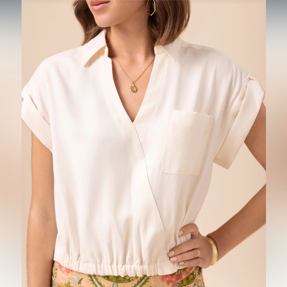Spartina 449 Stevie Blouse Cream with Pocket Detail